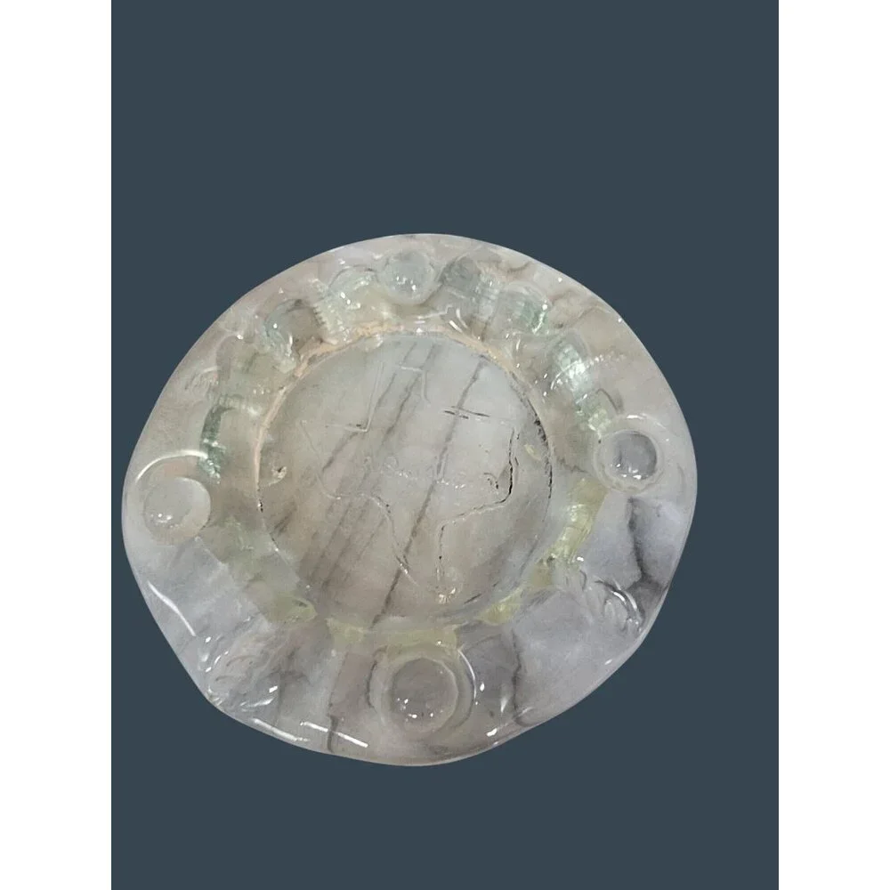 Vintage Houston Texas Heavy Glass‎ Ashtray Embossed Map Design